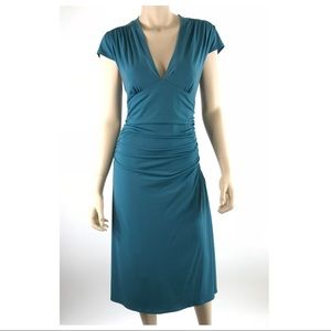 Laundry by Shelli Segal Plunge Ruched Midi Dress